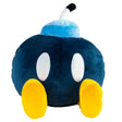 Super Mario Bob-Omb plush with soft texture, bright yellow feet, and light blue fuse, perfect for kids and fans.