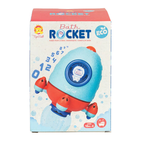 Bath Rocket bath toy made from sustainable bioplastic for sensory water play and cause-effect learning.