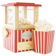 Popcorn Machine toy with red and white stripes, play popcorn pot, and pop handle for kids ages 3 and up.