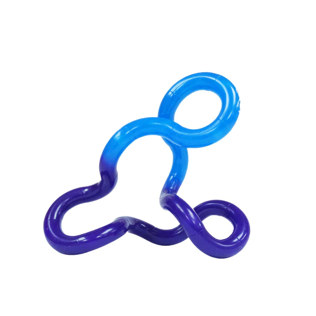 Tangle Jr Color-Change twisty toy in blue and purple, designed for fidgeting and color-changing fun with heat.