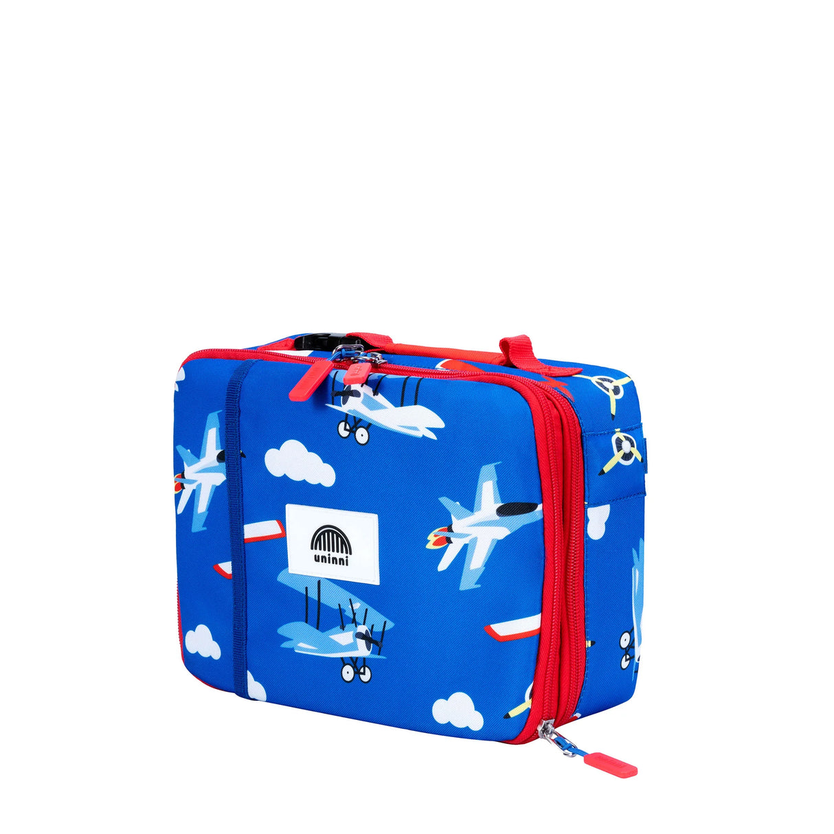 Lunch Bag | Airplane with PEVA insulation, expandable compartments, removable divider, and airplane print for kids' lunches.