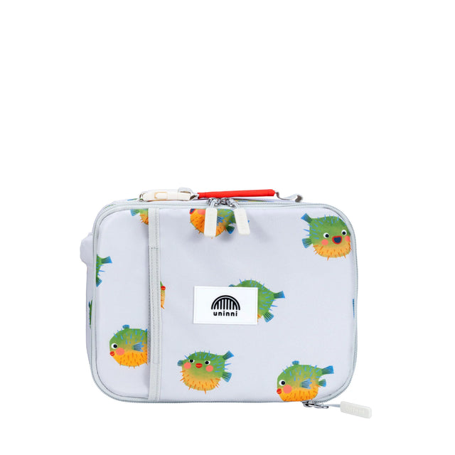Lunch Bag | Pufferfish with insulated padding, expandable compartments, removable divider, and durable metal zippers for kids.