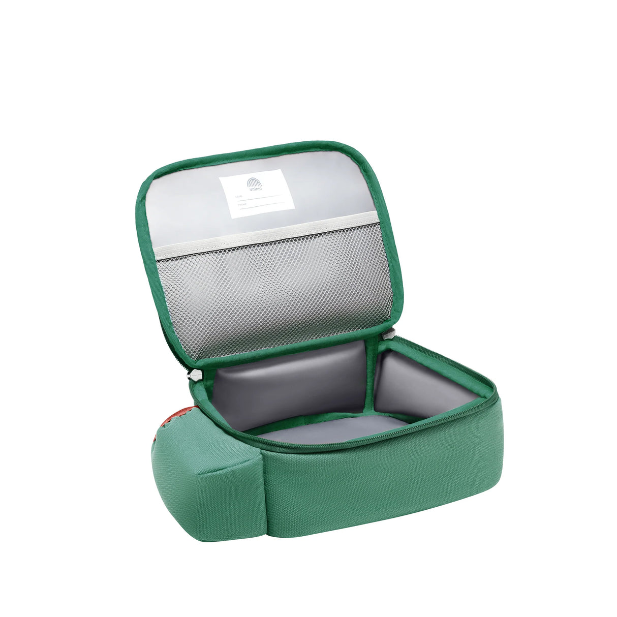 Toddler Lunchbag Dinosaur with fully insulated main compartment and mesh pocket, perfect for keeping kids' food fresh.