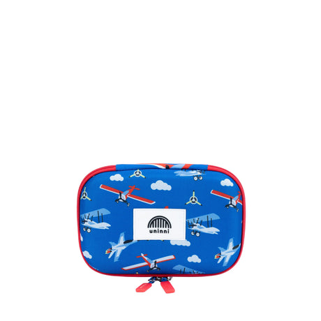 Pencil Case | Airplane with blue airplane print, strong metal zipper, and built-in name tag for organized school supplies.