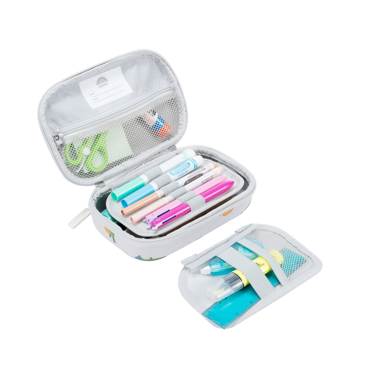 Pencil Case | Pufferfish with removable divider, 6 pencil holders, zippered mesh compartments, and durable metal zipper.