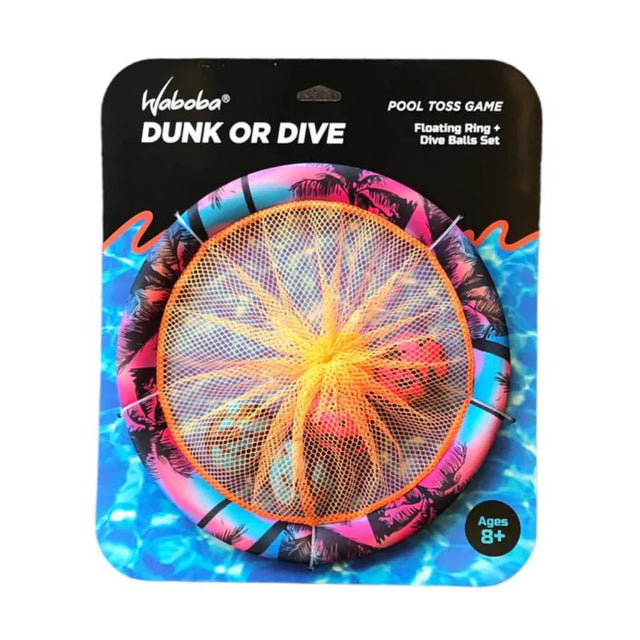 Waboba Dunk or Dive pool toss game with floating ring and dive balls for ages 8 and up in vibrant colors
