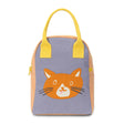 Zipper Lunch Bag | Cat with yellow handles, orange cat face design, roomy and machine washable lunch tote bag.
