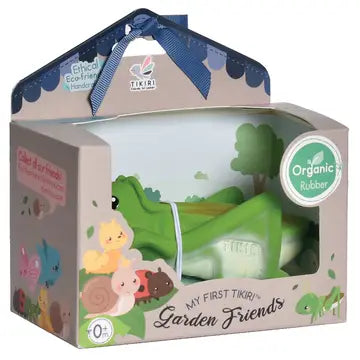 Organic Rubber Teether Rattle | Grasshopper made from all-natural rubber with enclosed rattle for soothing teething babies.