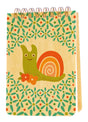 Mini Wood Notebook | Snail with spiral binding, featuring a colorful snail and floral design on birch wood cover.