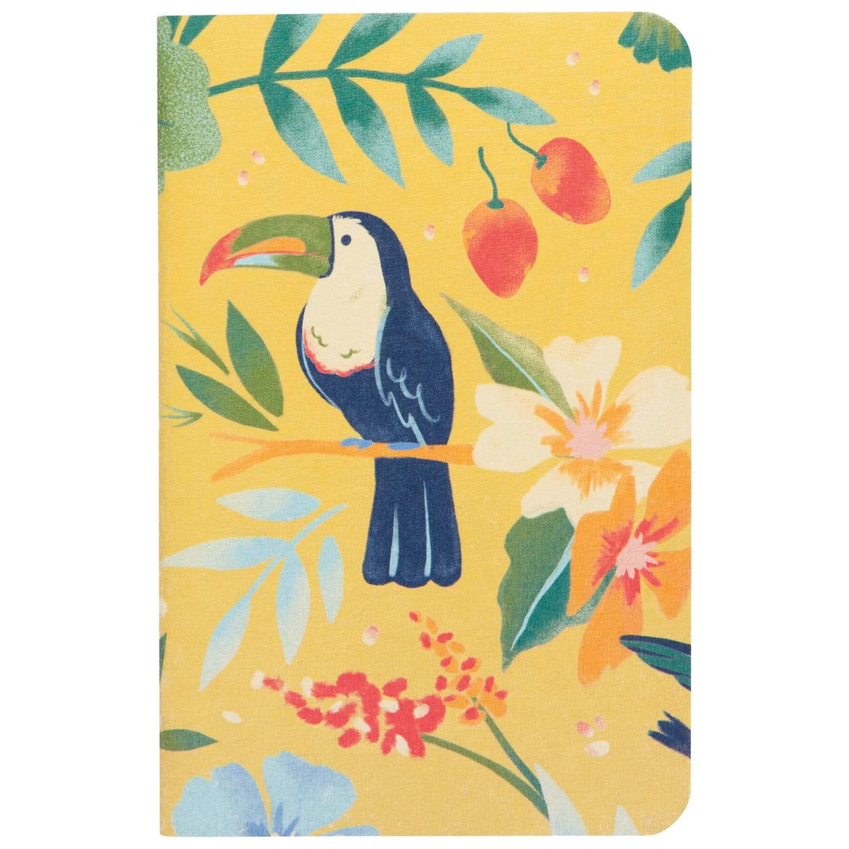 Mini Scribble Notebooks | Tropical Trove with a colorful toucan and tropical floral design on recycled paper cover.