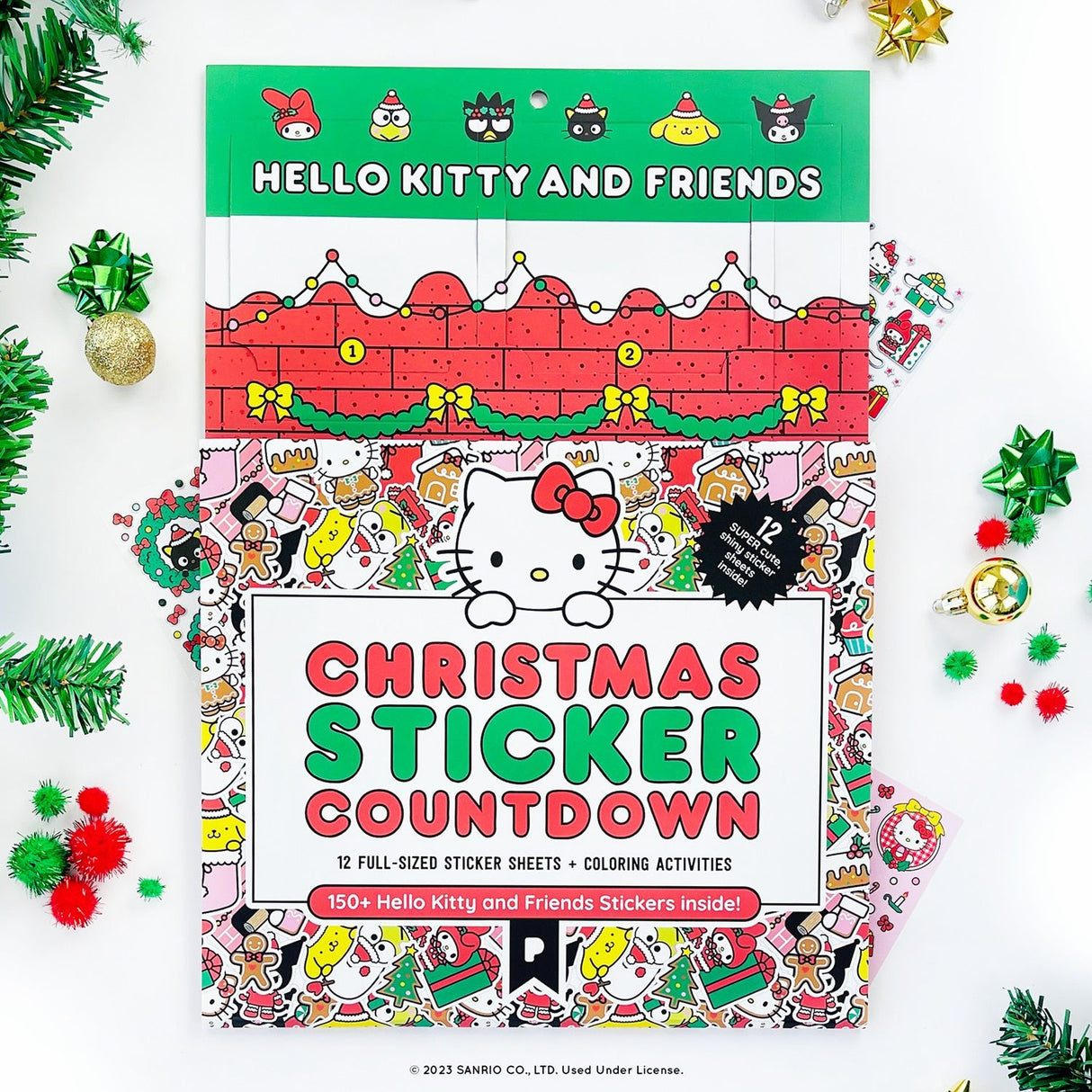 Hello Kitty And Friends Christmas Sticker Advent Calendar with 12 days of stickers and coloring activities for kids.