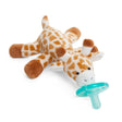 WubbaNub | Baby Giraffe plush pacifier holder with soft giraffe design and attached silicone pacifier for newborns.