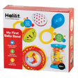 My First Baby Band set with five colorful shakers for babies, promoting sensory and motor skill development.