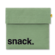 Reusable organic snack bag in moss green with hook and loop closure, washable and eco-friendly design