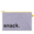 Reusable lavender snack bag with zipper closure and roomy design, perfect for safe, eco-friendly food storage.