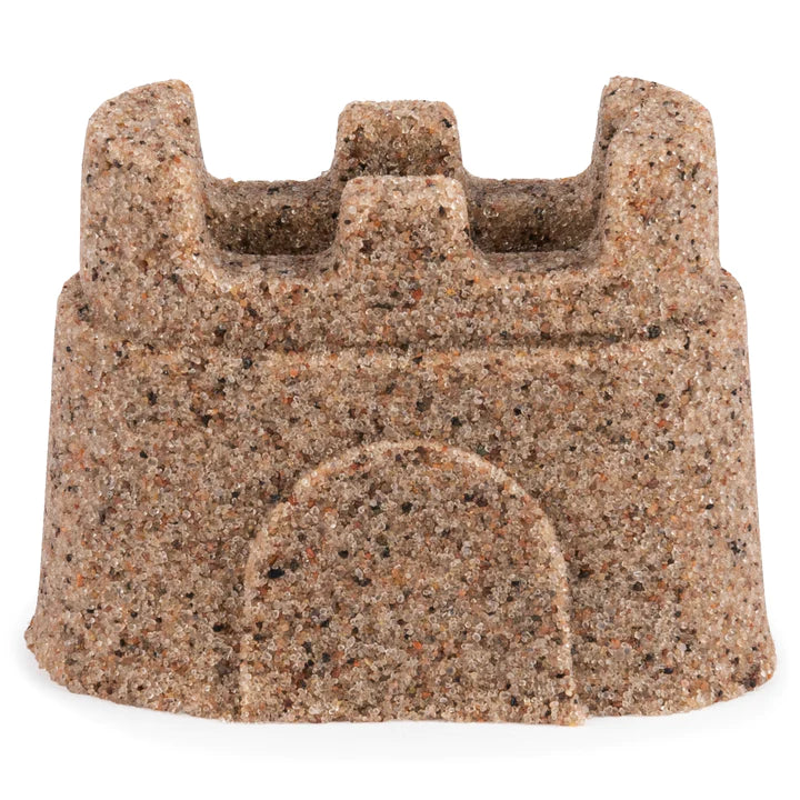Kinetic Sand | 3lb Beach Sand molded into a detailed sandcastle shape with natural larger sand grains.