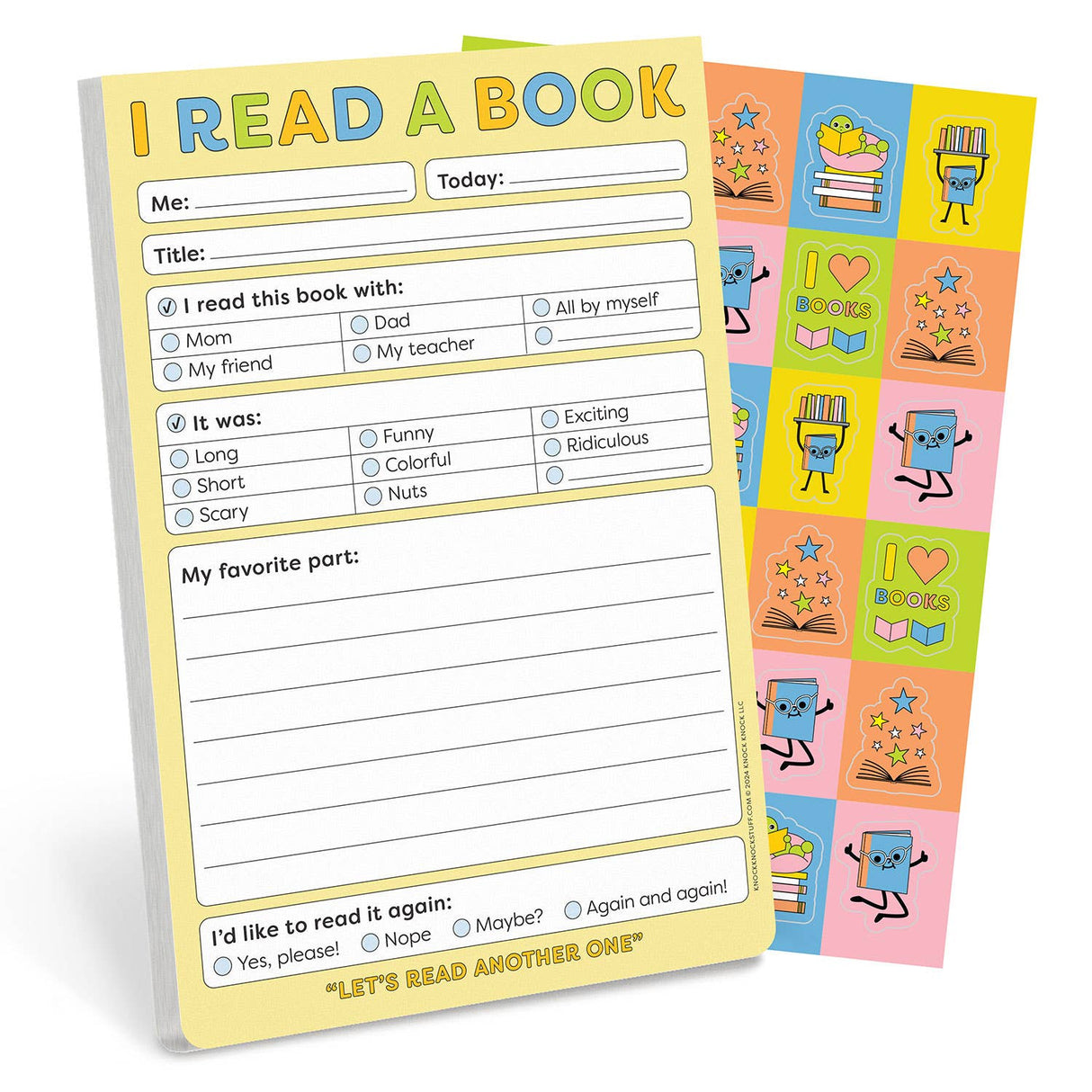 Children’s reading reflection pad with fun prompts and colorful stickers to encourage book-loving habits and creativity