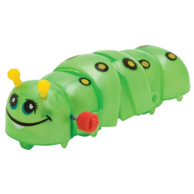 Z Wind Ups | Caterpillar Carley is a friendly green wind-up toy caterpillar with yellow antennae and black spots.
