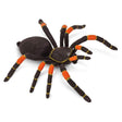 Orange-Kneed Tarantula plush toy with black body and bright orange leg joints, lifelike 6-inch model perfect for arachnid lovers.