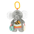 Activity Toy | Elephant grey plush with teething rings, peek-a-boo bee, and on-the-go clip for stroller play.