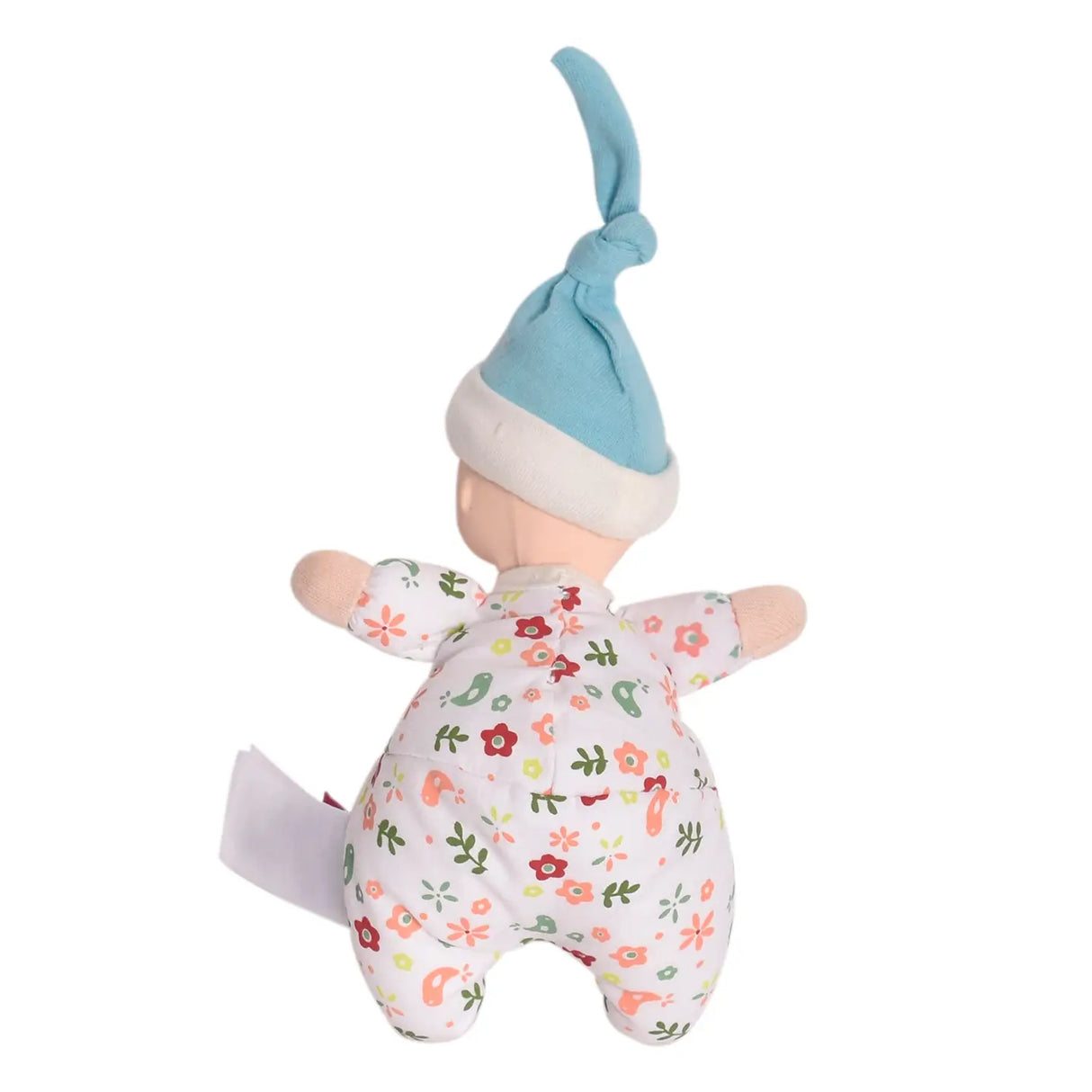 Precious Doll | Light Skin baby doll with floral soft cotton body suit and light blue cotton hat from natural rubber.