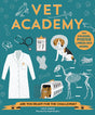 Cover of Vet Academy kids book with animals, veterinary tools, and educational activities for young animal lovers