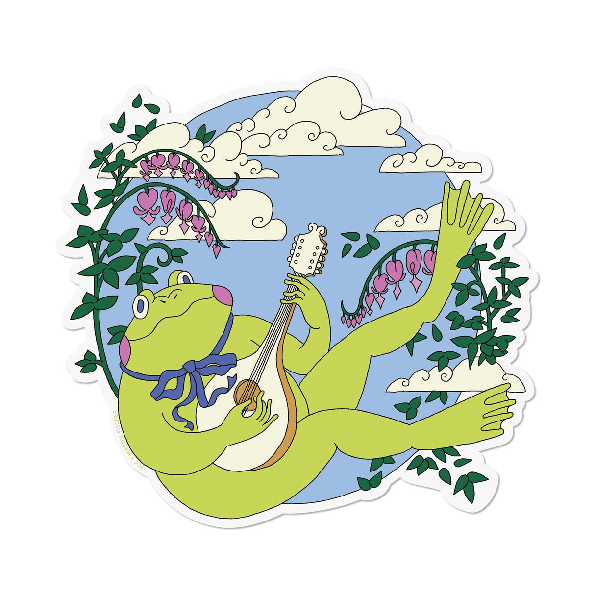 Strumming Frog Sticker