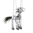 Marionette Small | Zebra string puppet with control bar, 8" tall, designed to hop, skip, and dance easily.