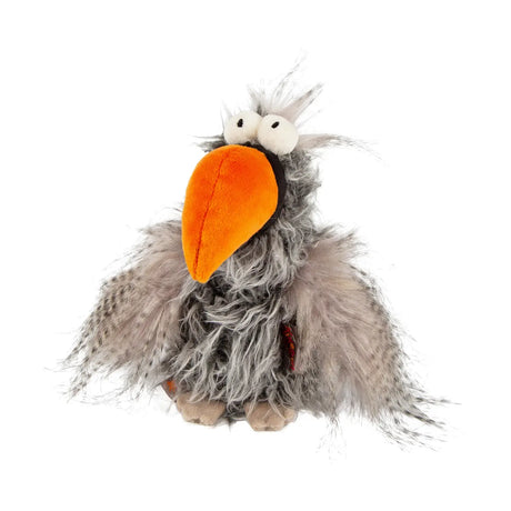 Bird Slow Flyer plush toy with soft grey wings and large orange beak, perfect for children 3+ years.