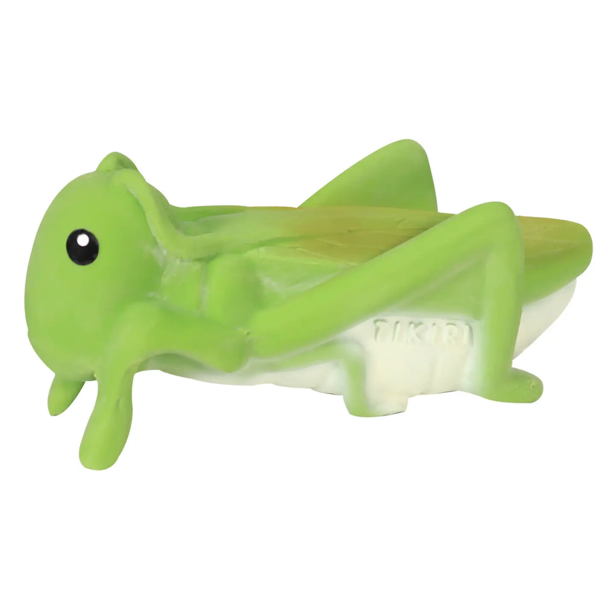 Organic Rubber Teether Rattle | Grasshopper baby toy made from natural rubber with an enclosed rattle for soothing gums.