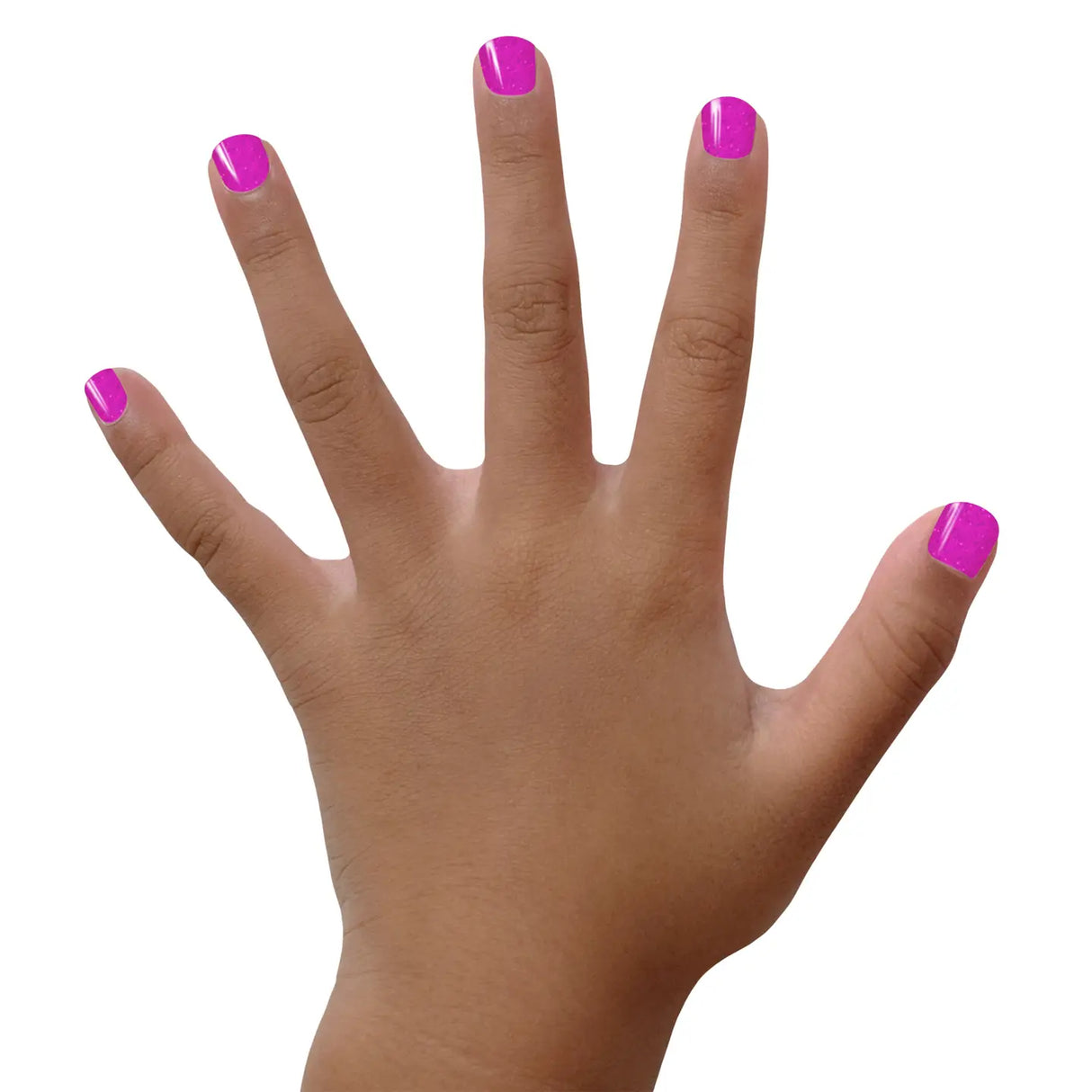 Hand with nails painted in vibrant pink using Nail Polish Fairy Berry, water-based and kid-friendly formula.