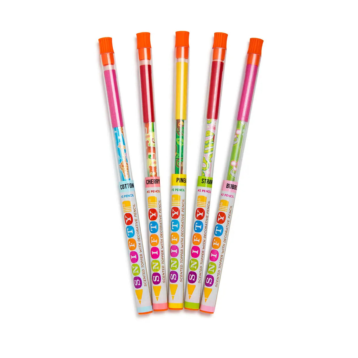 Pencil Topper Scented Animal Party with assorted sweet scented caps in freshness tubes, bright and colorful pencils.