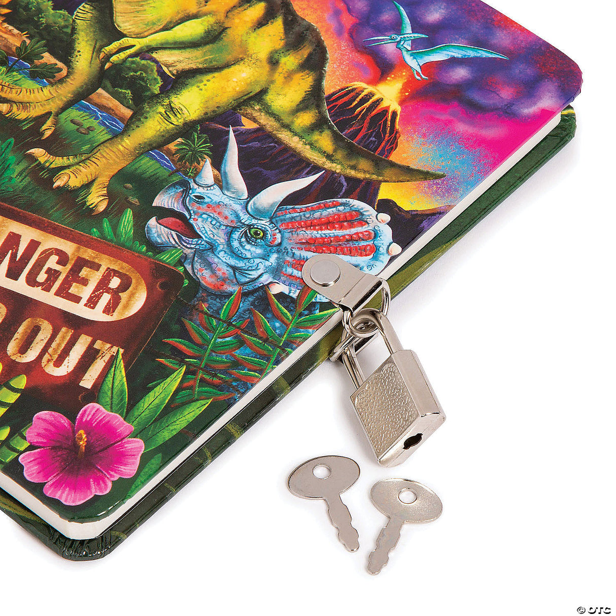 Glow-in-the-Dark Dinosaur Diary with vibrant cover, lock, and two keys for secure, private journaling.