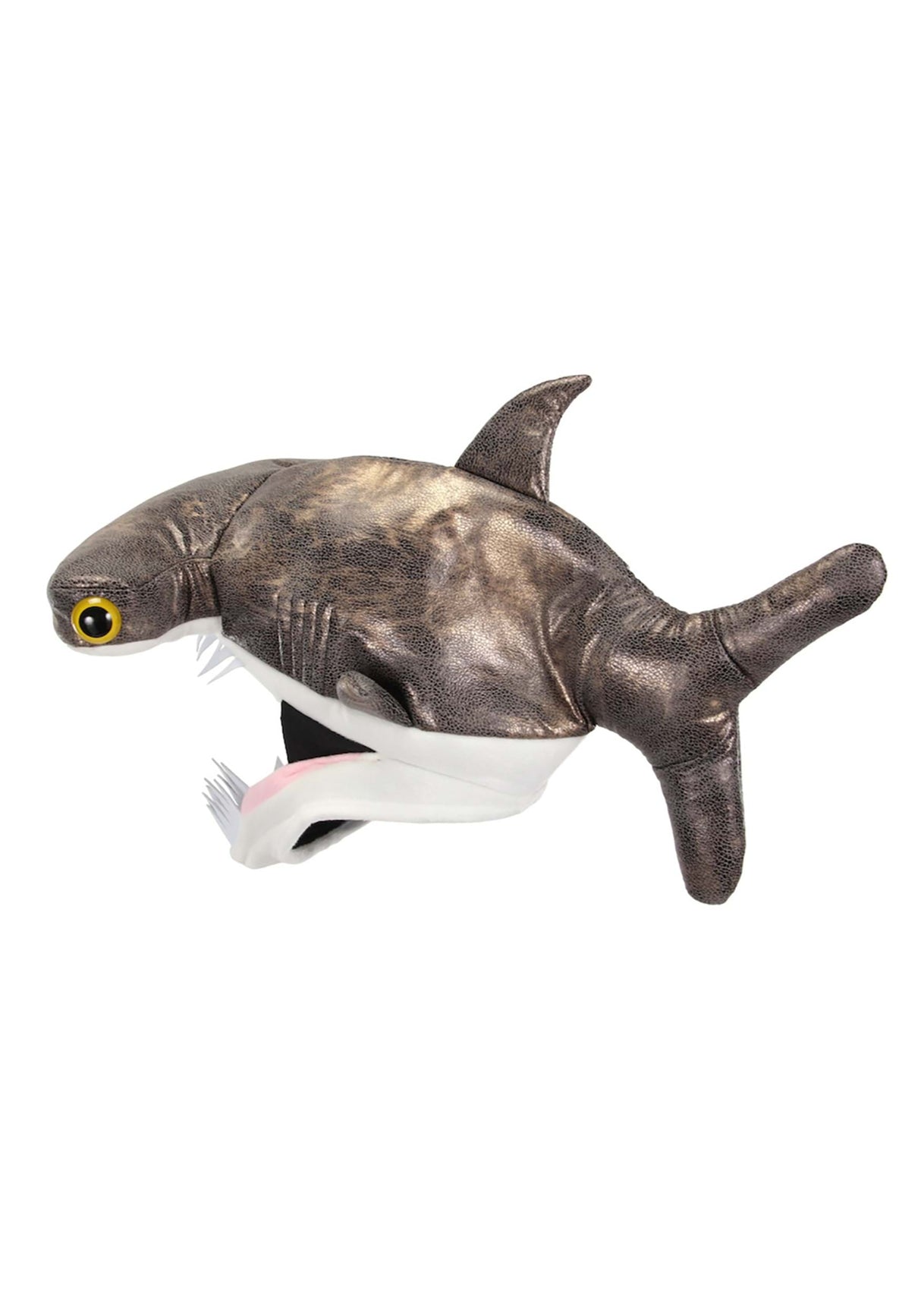 Hammerhead Shark Jawesome Hat with stretchy suede, scaly shine, and adjustable size for a fun costume accessory.