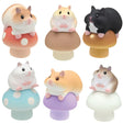 Each blind box contains one of six adorable hamsters perched on a mushroom.