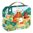 20pc Welcome to the Farm Suitcase Puzzle with colorful hens, cockerel, and chicks in a farmyard scene for ages 2+.