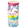 Bead Jewelry Jar | Unicorn with colorful beads and gel cord for making 40+ friendship bracelets, kid-friendly craft kit.