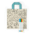 Kit & Cadoodle Color-In Tote Bag with ocean-themed canvas and four colorful markers for kids to decorate.
