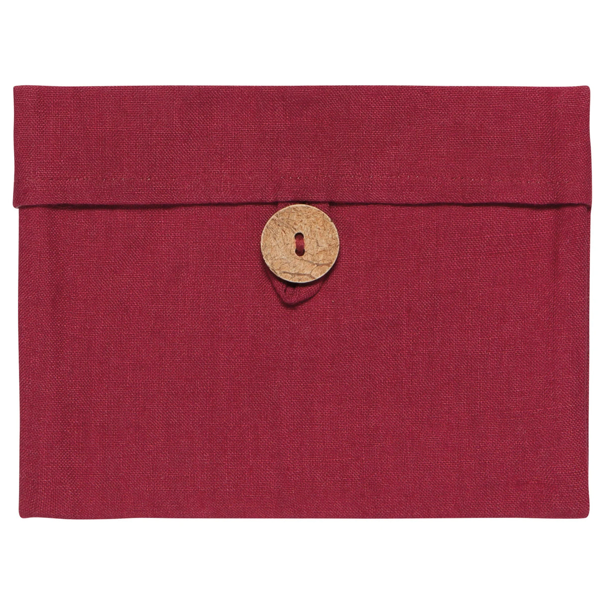 Snack Bags | Amber & Red in deep red with cork button closure, reusable and eco-friendly lunch gear for stylish minimalists.