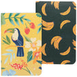 Mini Scribble Notebooks Tropical Trove set with tropical bird and banana covers, pocket-sized and eco-friendly recycled paper.