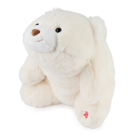 Snuffles | White plush teddy bear with a crescent design and ultra-soft fabric, perfect for hugging and cuddling.