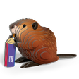 EUGY | Beaver 3D puzzle made of eco-friendly cardboard holding a purple pencil with detailed fur and tail design.