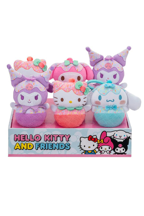 Hello Kitty and Friends Clip plush dolls in pastel colors shaped like ice cream popsicles with matching bows.