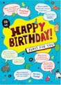 Jokes Foil Card with colorful birthday jokes and illustrations, 5x7 inches with envelope for funny birthday greetings.