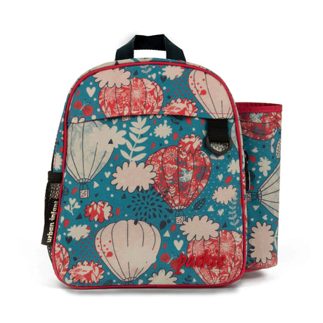 Backpack Toddler Packie | Balloons with waterproof fabric, art silo, side water bottle holder, and chunky zipper pull for toddlers.