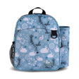 Backpack Toddler Packie | Bunnies in blue with playful bunny print, side water bottle holder, and front D-ring for toys.