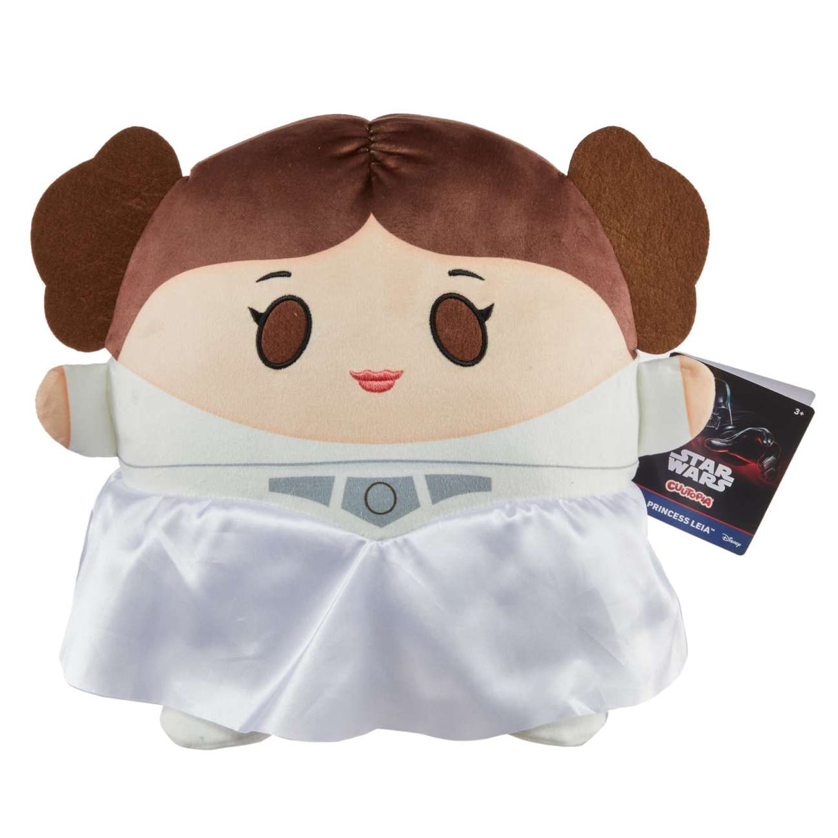 Star Wars Cuutopia 10-inch plush featuring Princess Leia with rounded, soft design and iconic hairstyle.