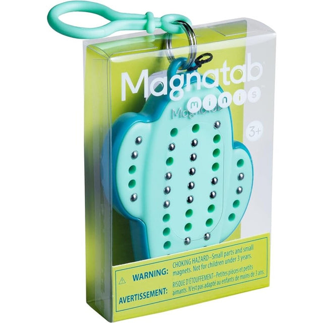 Magnatab Mini magnetic drawing toy in cactus shape with beads and clip for creative fun on the go, ages 3 and up.