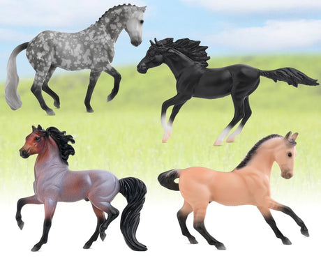 Stablemates Poetry in Motion Gift Set featuring detailed 1:32 scale models of four athletic horses in motion.