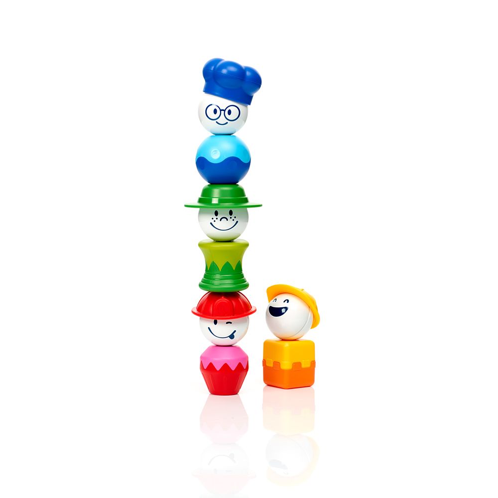 Smartmax My First People colorful magnetic toy pieces stacked to create playful characters for kids ages 1-5 years.